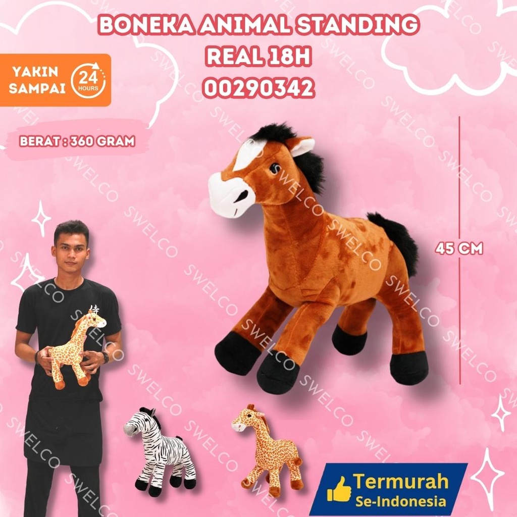 [00290342] BONEKA ANIMAL STANDING REAL 18H' KUDA ZEBRA 18H