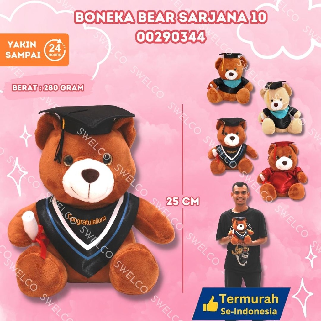 BONEKA BEAR SARJANA 10" WISUDA TOGA