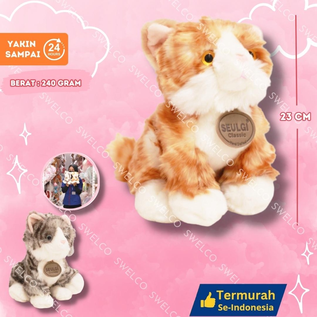 [00290347] BONEKA NEW SITT CAT MIO 10" BERBULU KUCING DUDUK