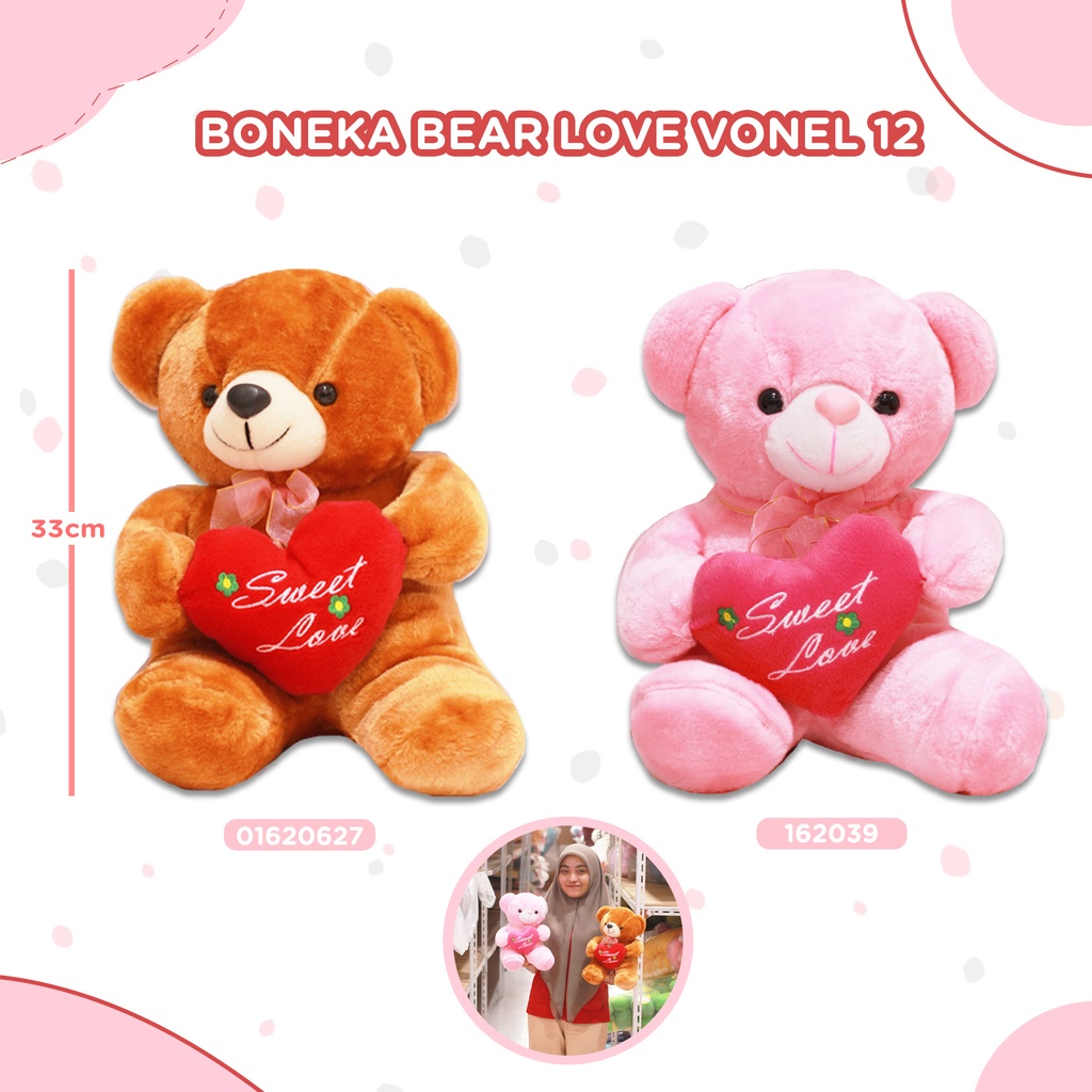 [01620705] BONEKA BEAR LOVE 12" KECIL