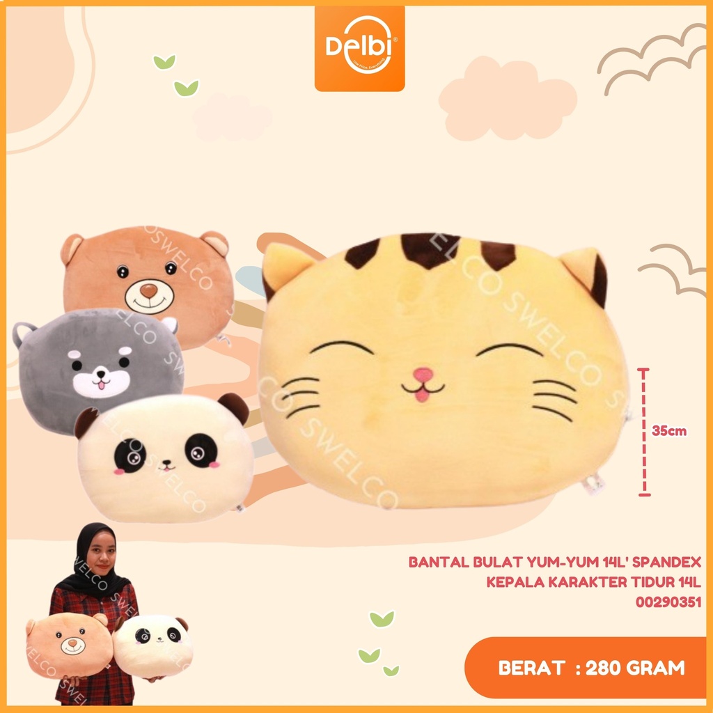 BANTAL BULAT YUM-YUM 14L' SPANDEX KEPALA KARAKTER TIDUR 14L