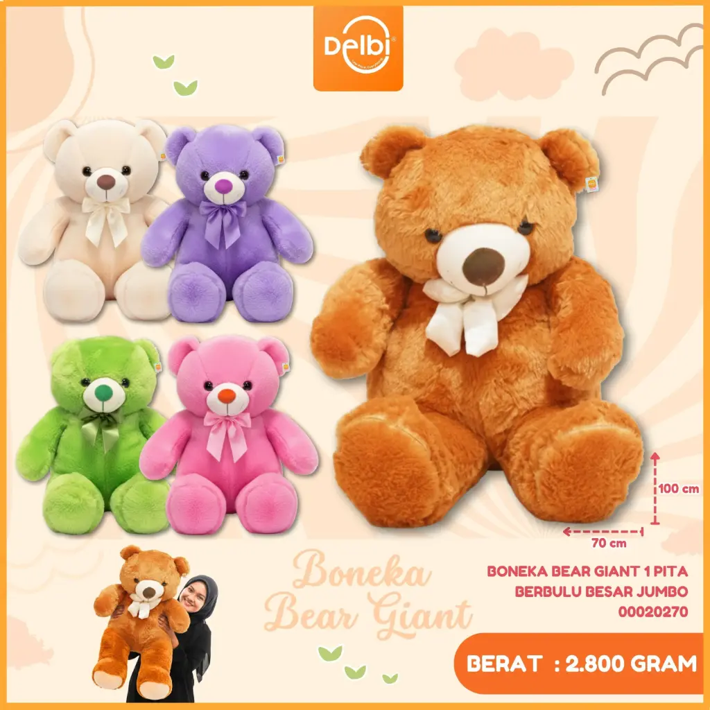 BONEKA BEAR GIANT 1 PITA BERBULU BESAR JUMBO