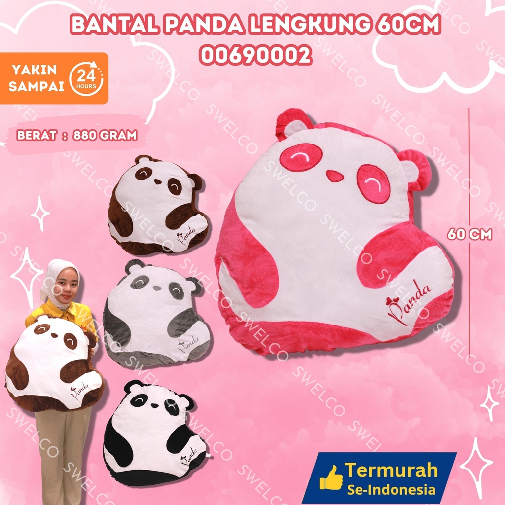 [00690002] BANTAL PANDA LENGKUNG 60CM