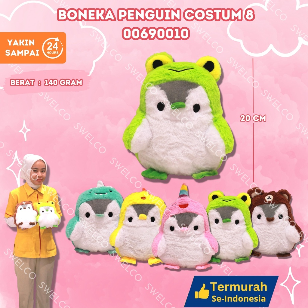 [00690010] BONEKA PENGUIN COSTUM 8" KECIL BERBULU