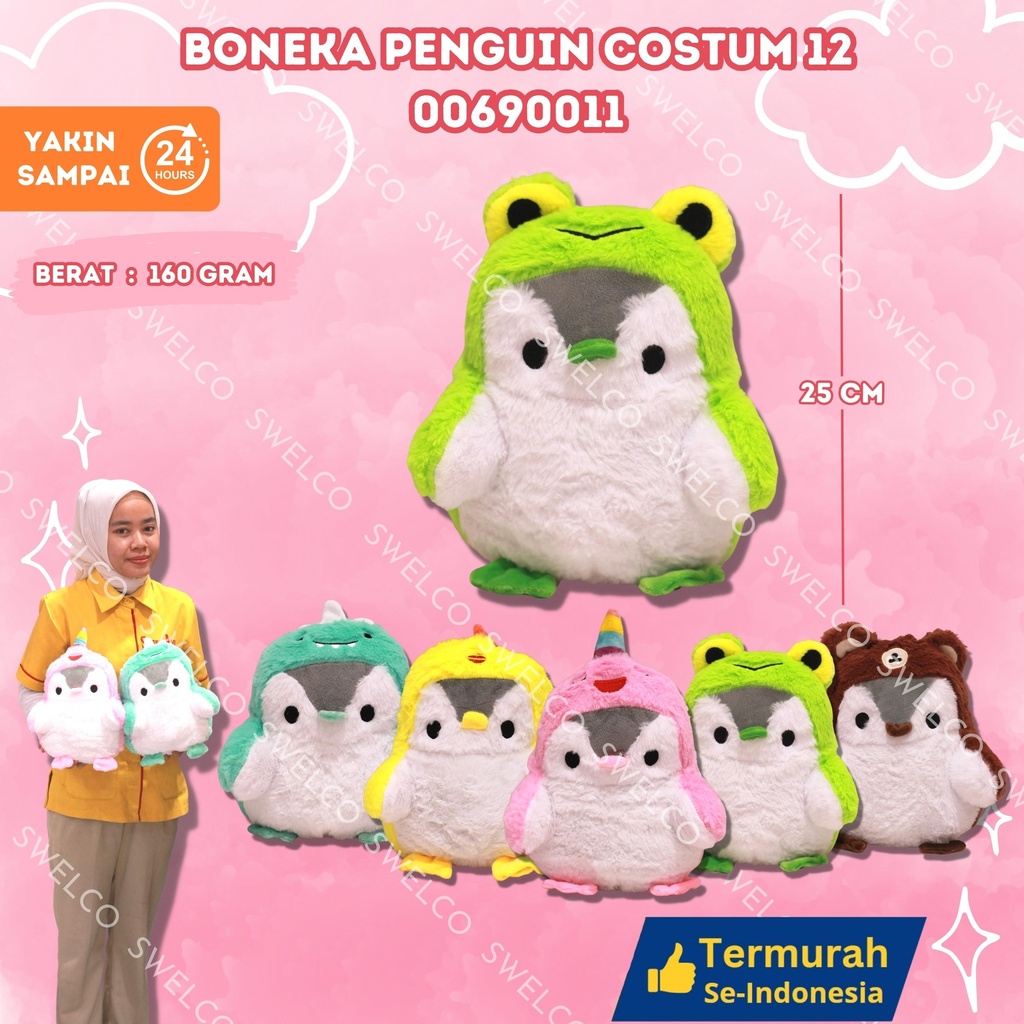 BONEKA PENGUIN COSTUM 12" KECIL BERBULU