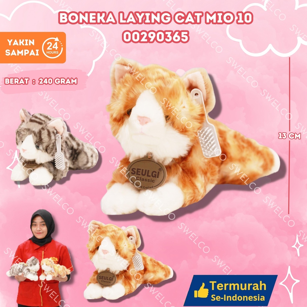 [00290365] BONEKA LAYING CAT MIO 10" BERBULU KUCING TIDUR