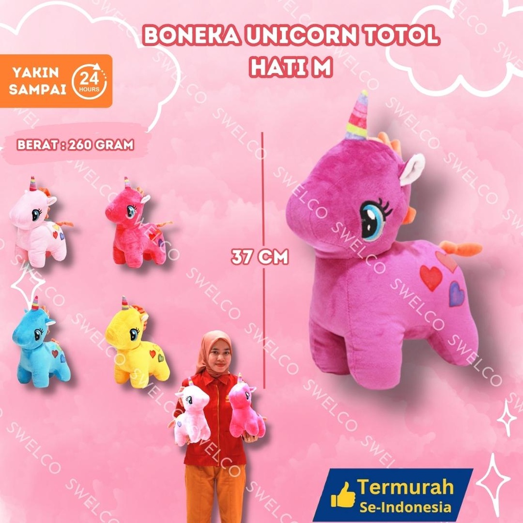BONEKA UNICORN TOTOL HATI M KECIL DUDUK KUDA PONY M"