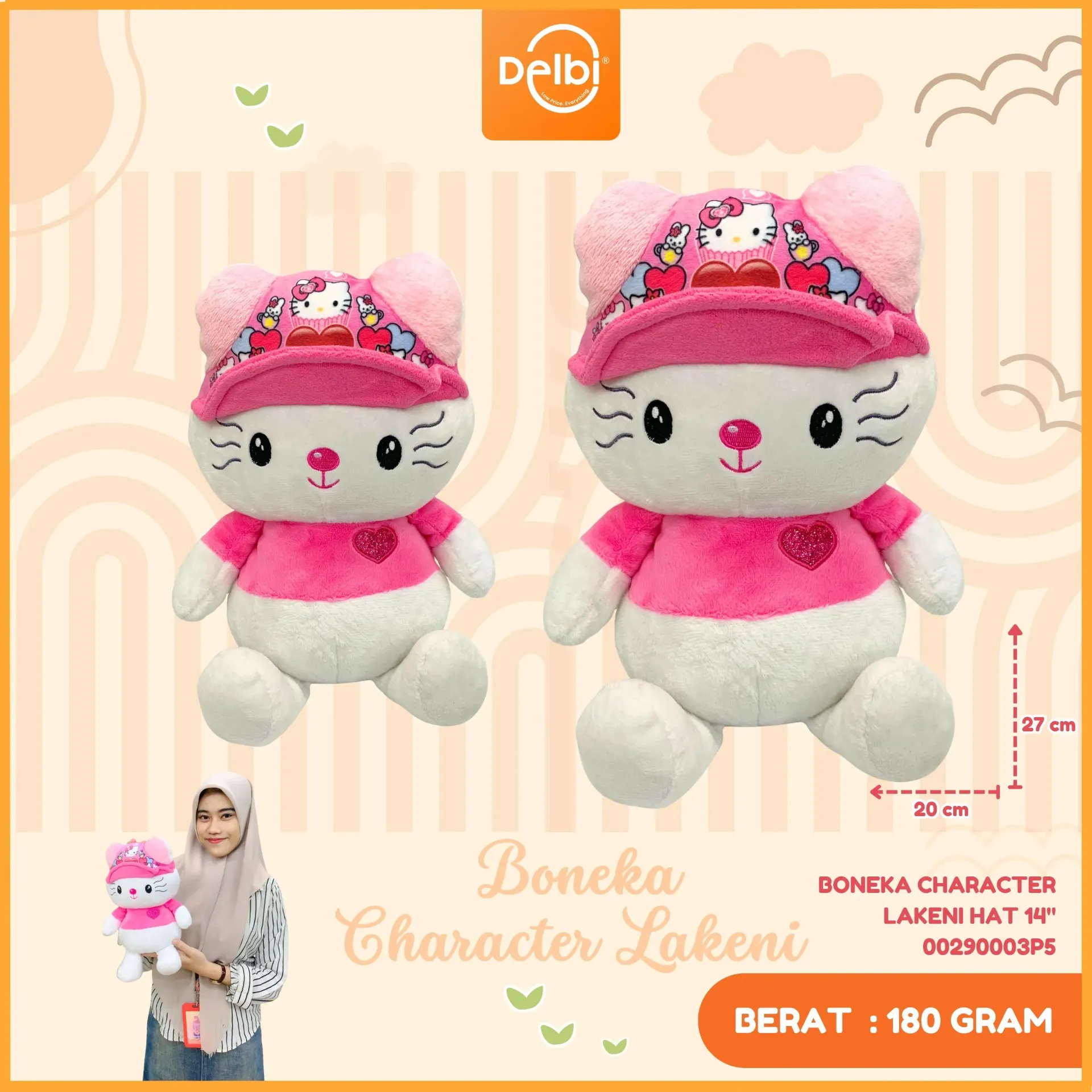 [00290003P5] BONEKA CHARACTER LAKENI HAT 14"