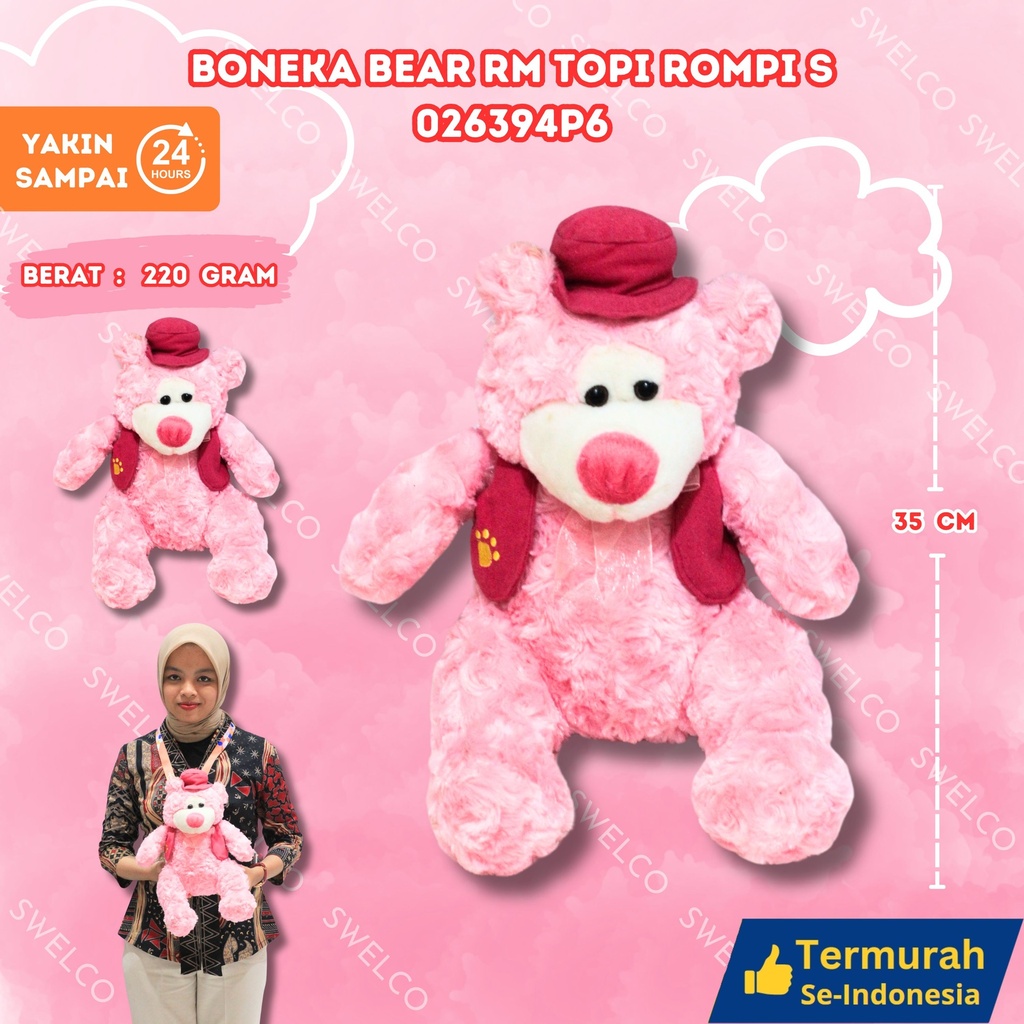 [026394P6] BONEKA BEAR RM TOPI ROMPI S