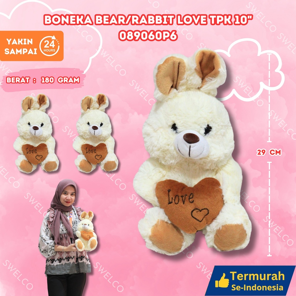 [089060P6] BONEKA BEAR/RABBIT LOVE TPK 10"