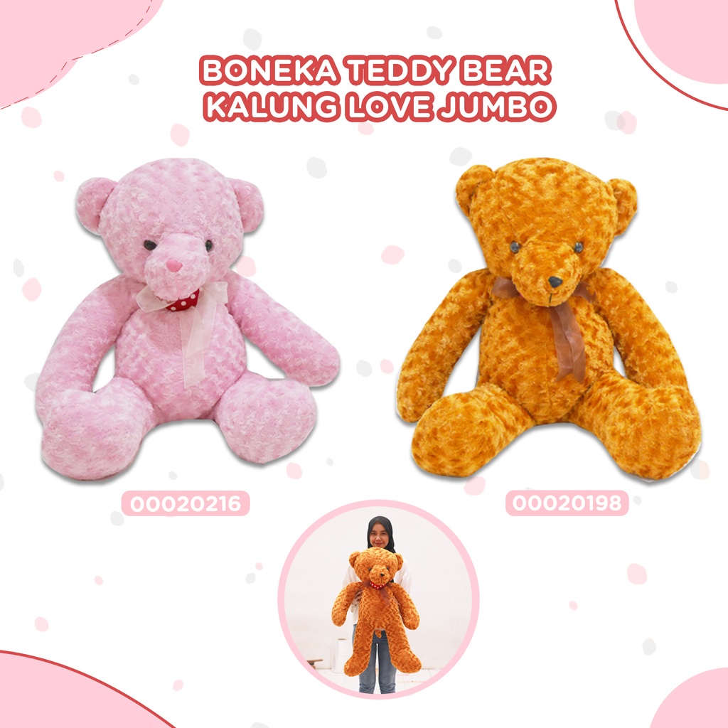 BONEKA TEDDY BEAR KALUNG LOVE JUMBO BERBULU BESAR
