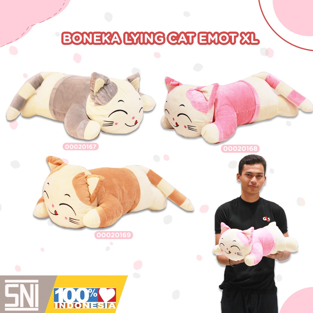 BONEKA LYING CAT EMOT XL KUCING TIDUR BESAR
