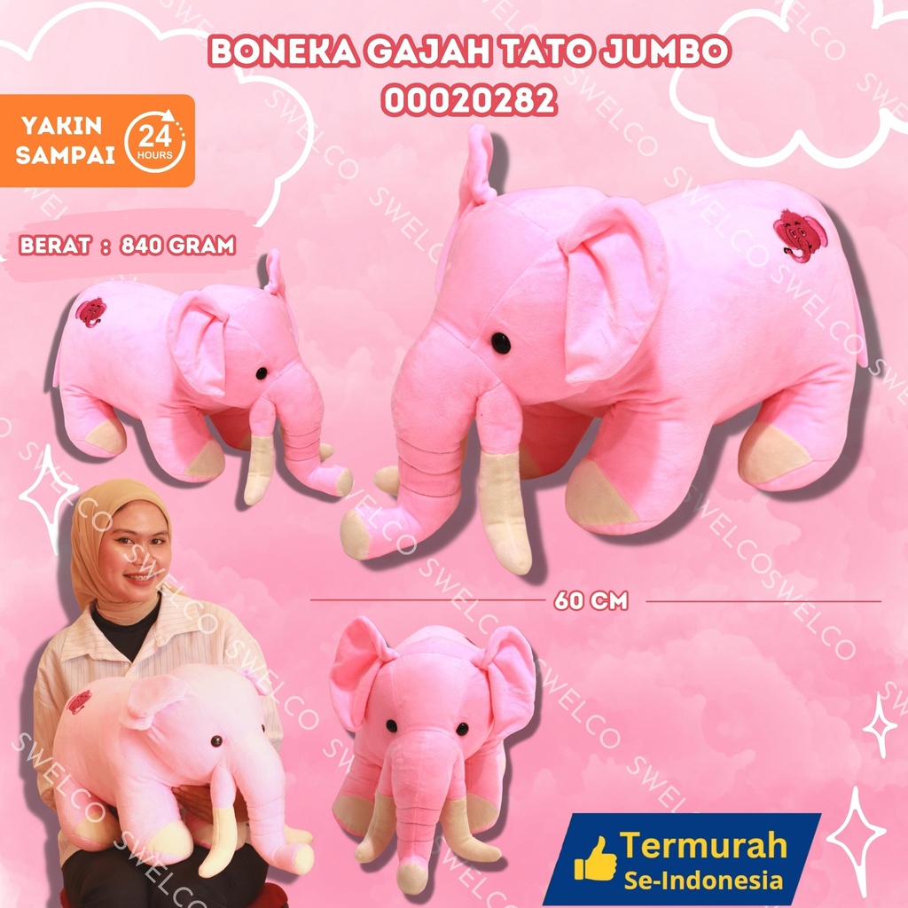 BONEKA GAJAH TATO JUMBO DUDUK