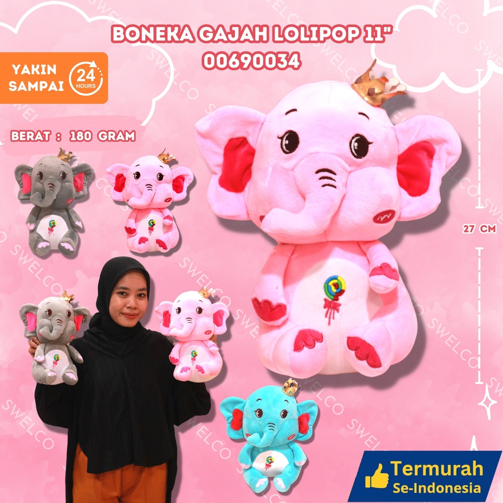 BONEKA GAJAH LOLIPOP 11"