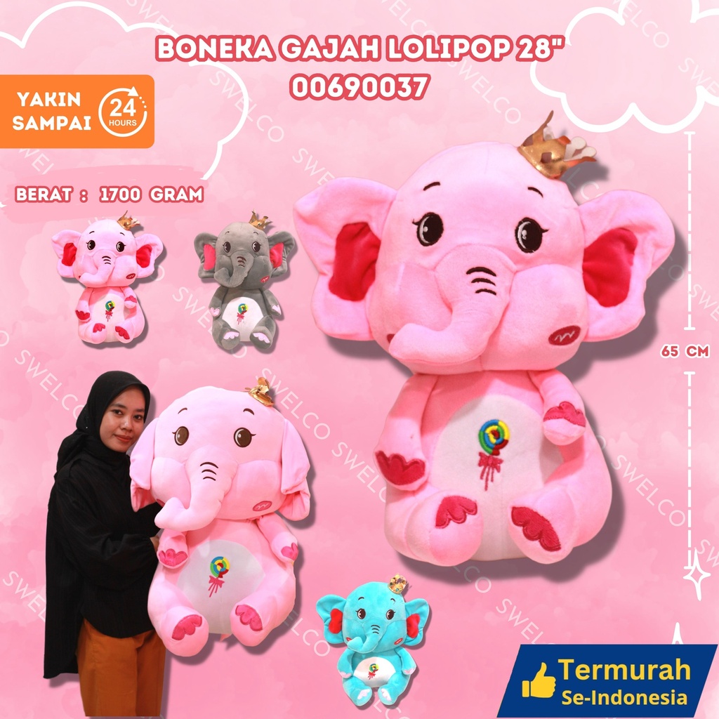 BONEKA GAJAH LOLIPOP 28"
