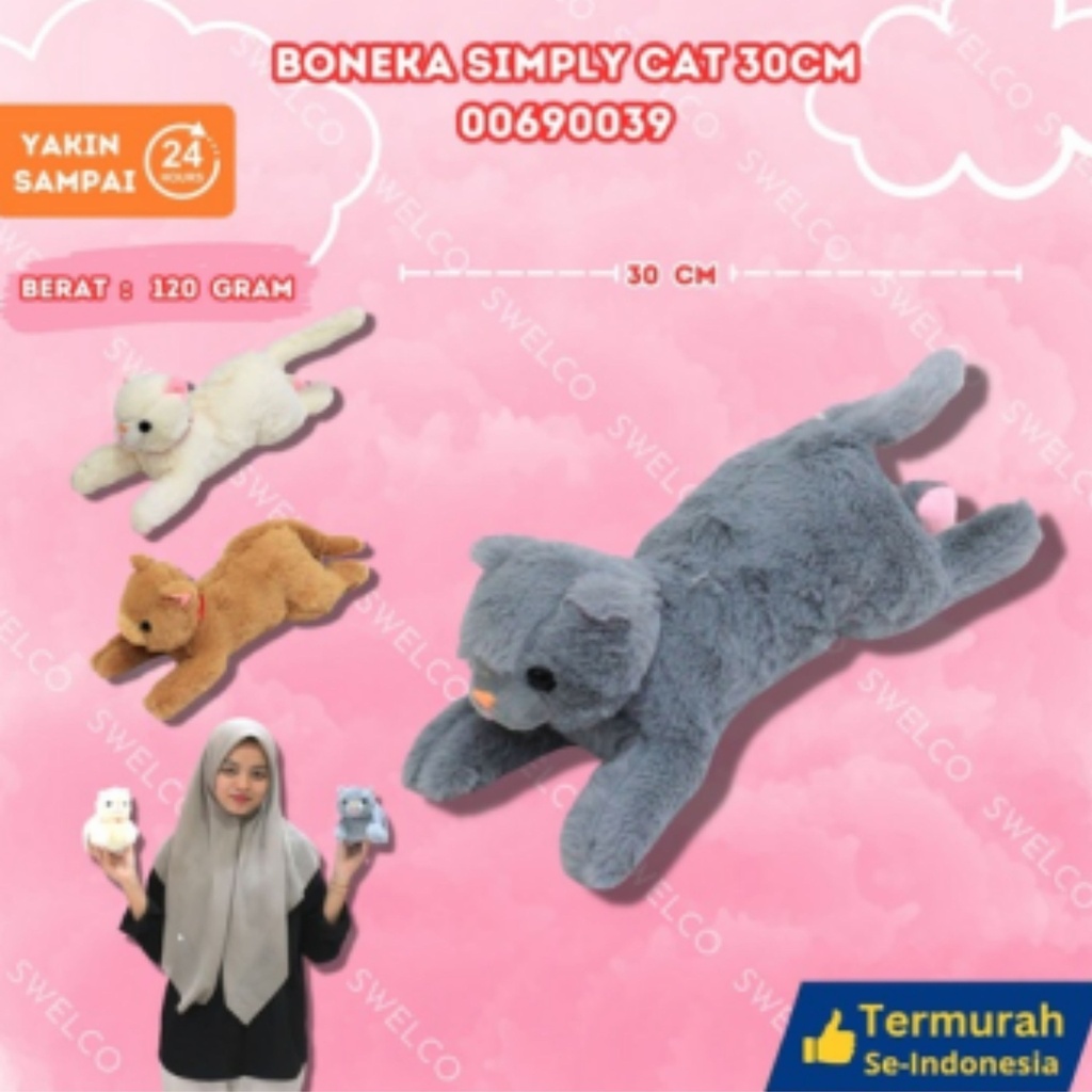 BONEKA SIMPLY CAT 30CM BERBULU KUCING TIDUR