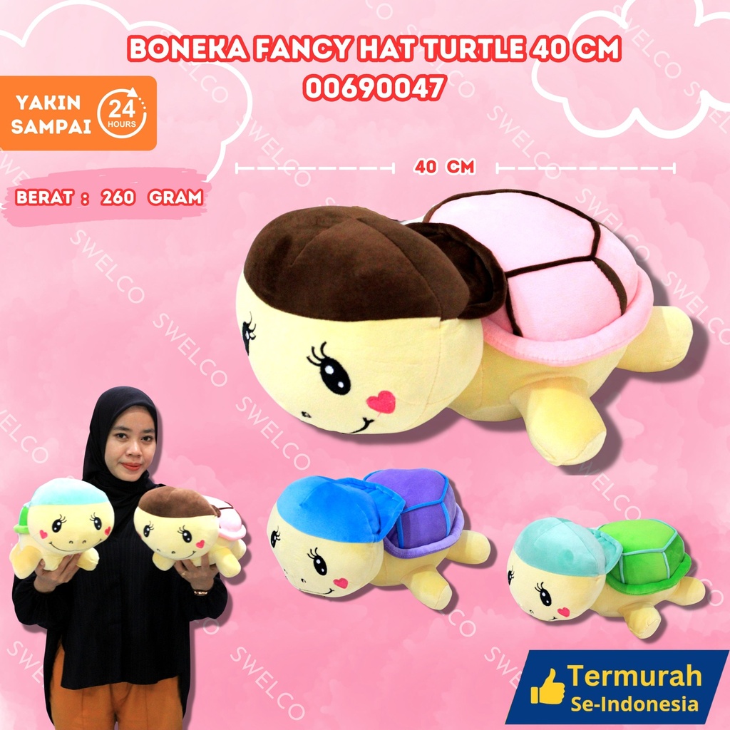 BONEKA FANCY HAT TURTLE 40CM ANIMAL BESAR TIDUR KURA