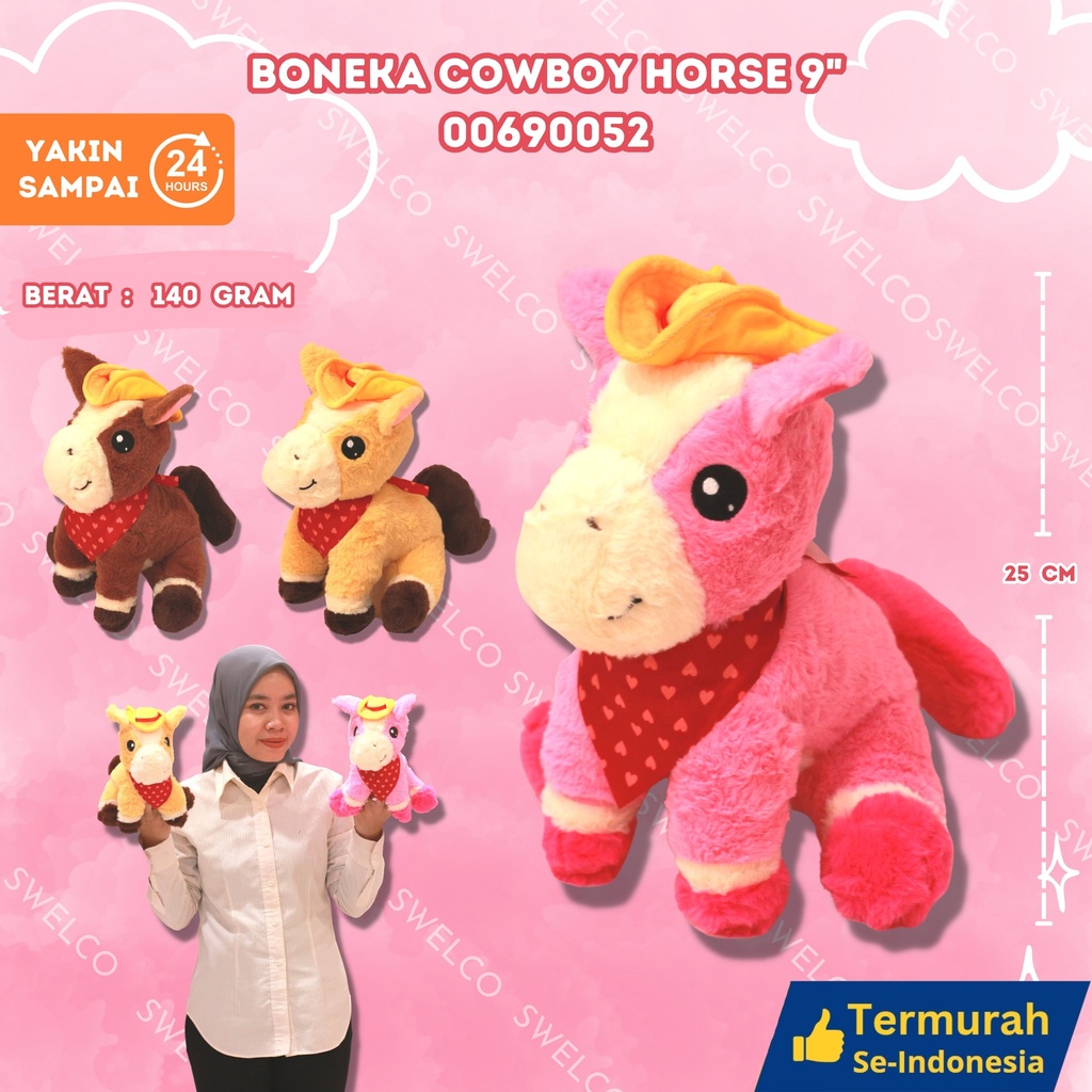 [00690052] BONEKA COWBOY HORSE 9" KUDA