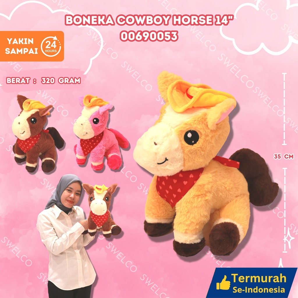 [00690053] BONEKA COWBOY HORSE 14"