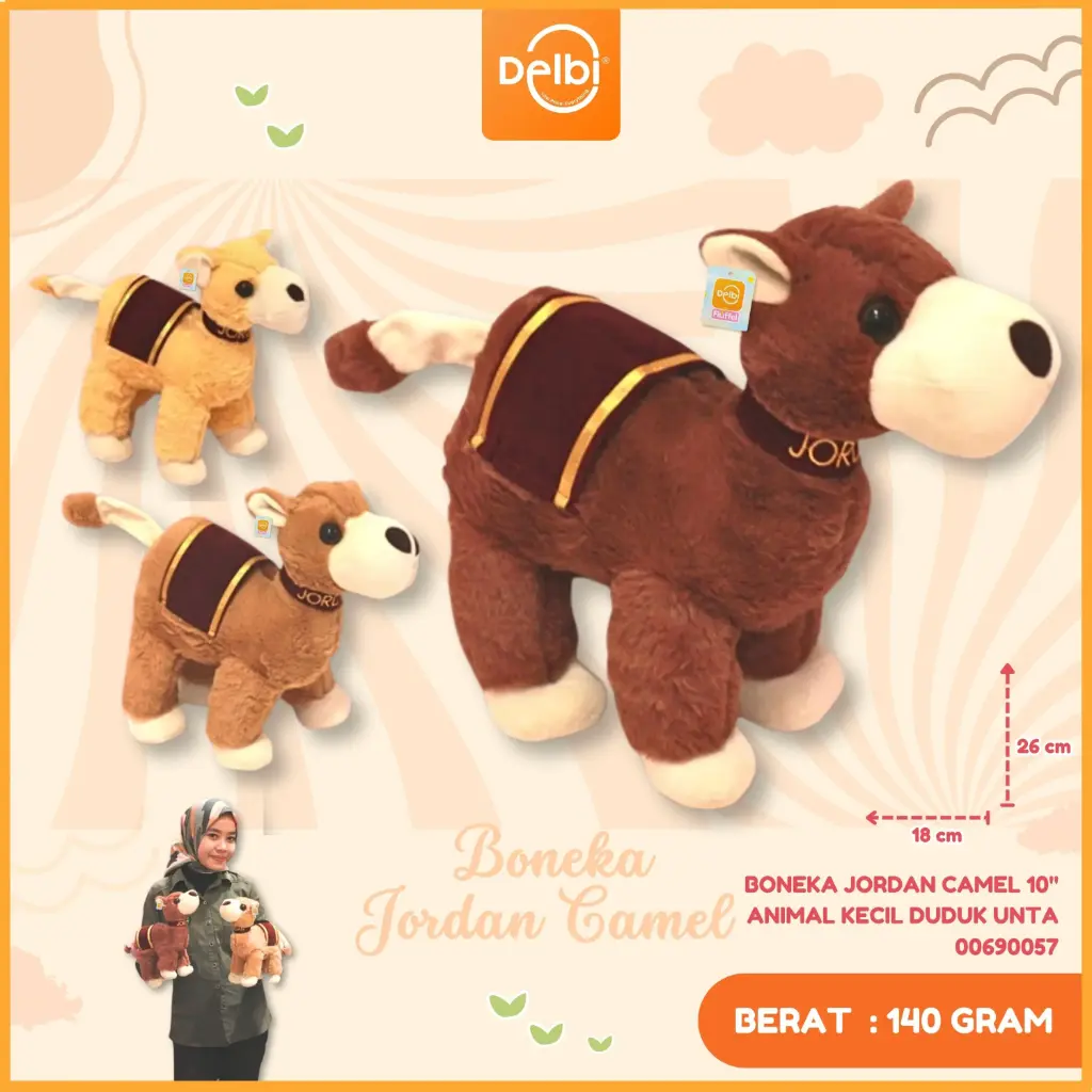 [00690057] BONEKA JORDAN CAMEL 10" ANIMAL KECIL DUDUK UNTA