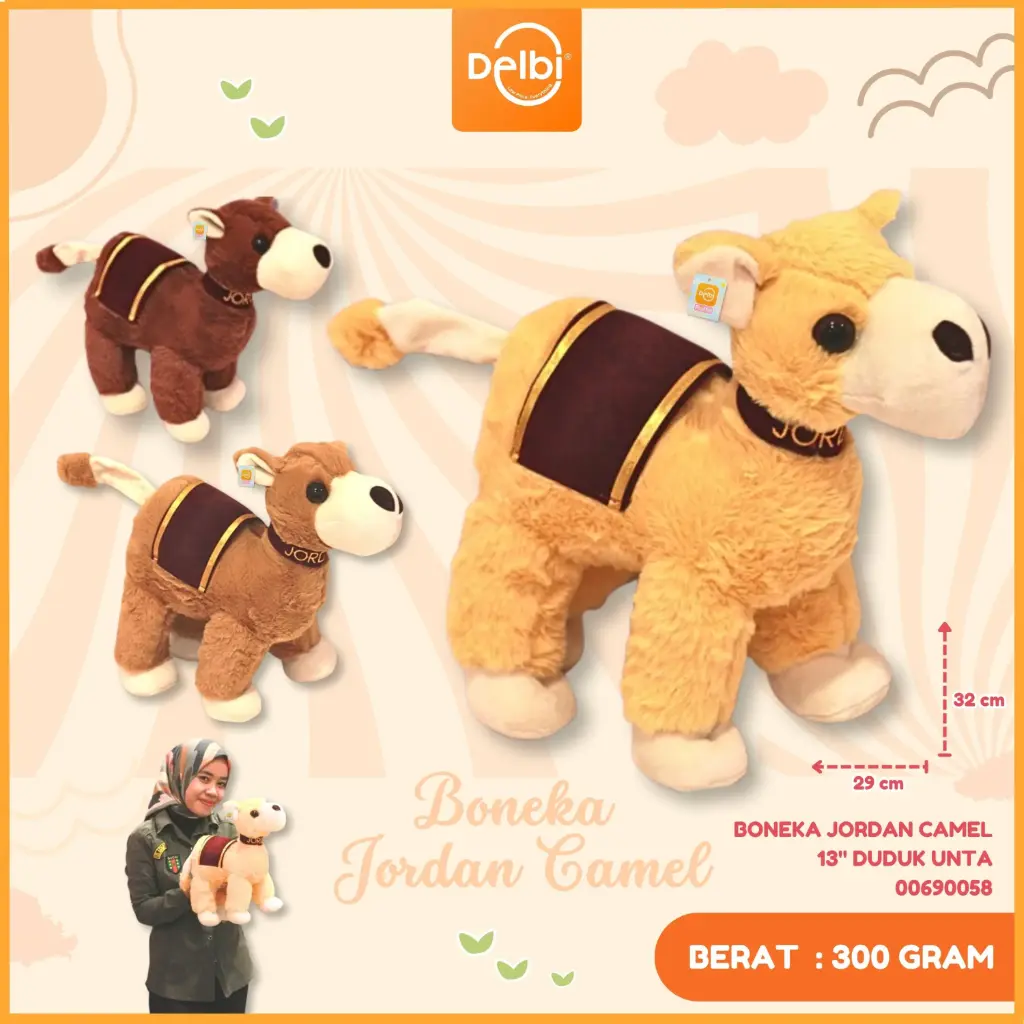 [00690058] BONEKA JORDAN CAMEL 13" DUDUK UNTA