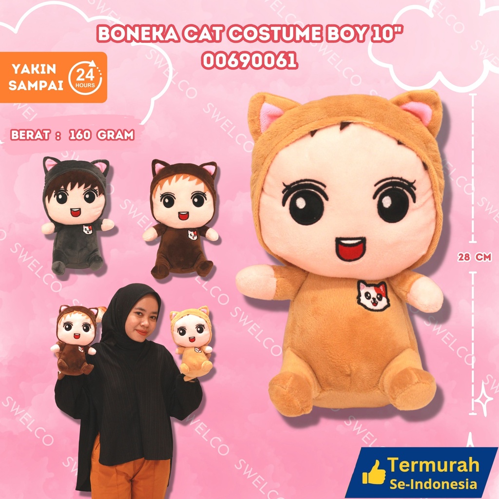 [00690061] BONEKA CAT COSTUME BOY 10" KECIL KUCING