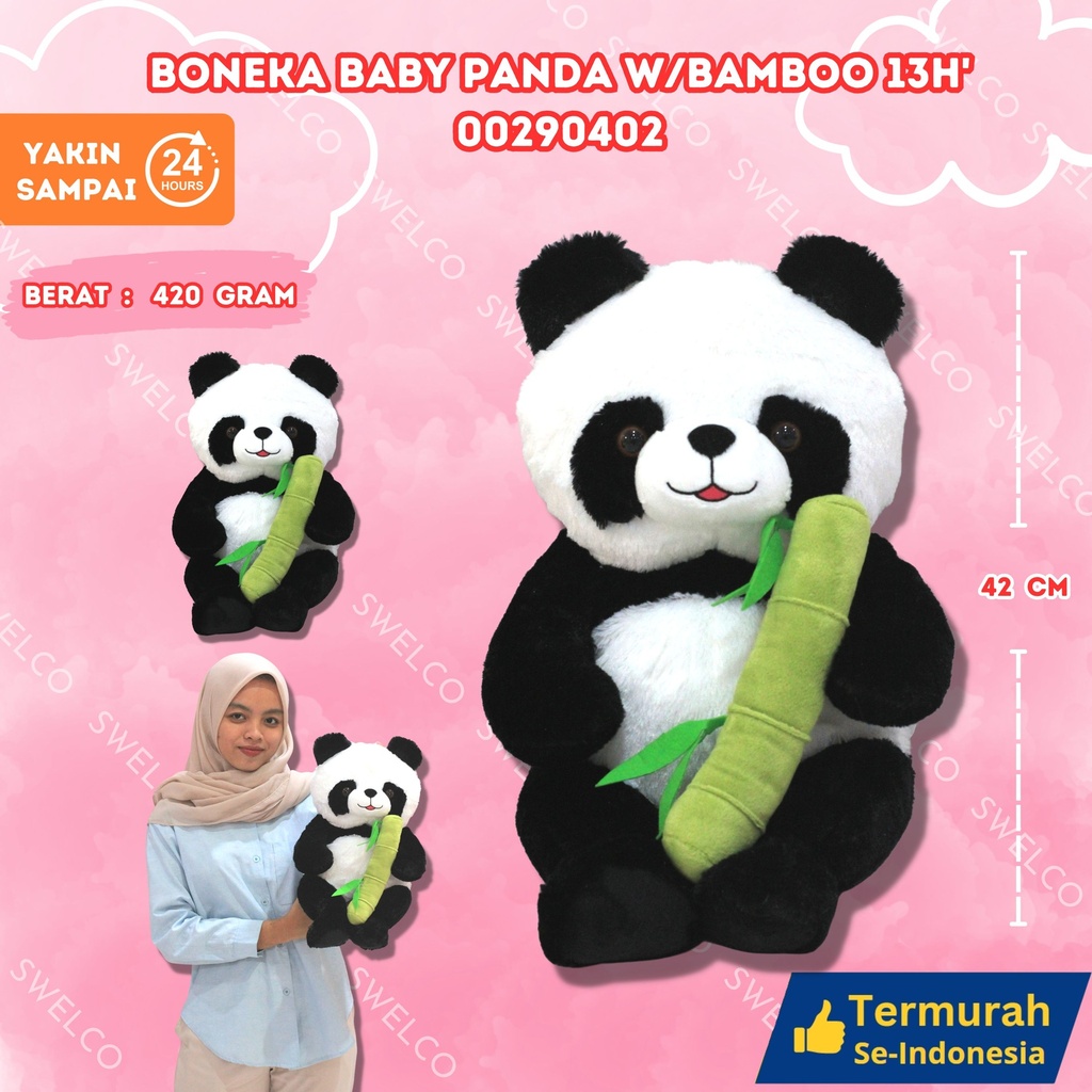 BONEKA BABY PANDA W/BAMBOO 13H'