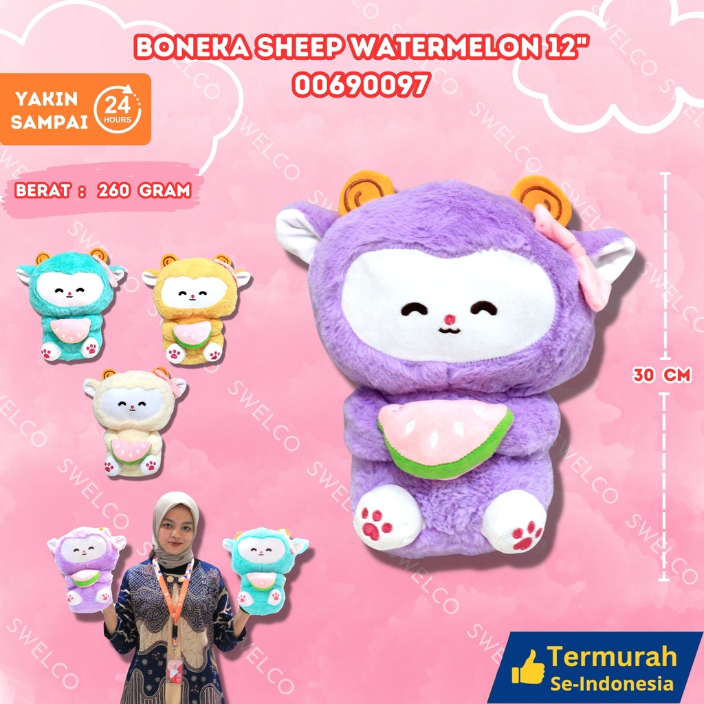 BONEKA SHEEP WATERMELON 12" KARAKTER BERBULU SEMANGKA
