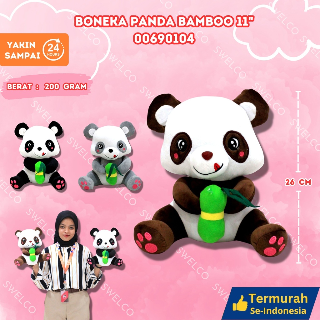 [00690104] BONEKA PANDA BAMBOO 11" KECIL