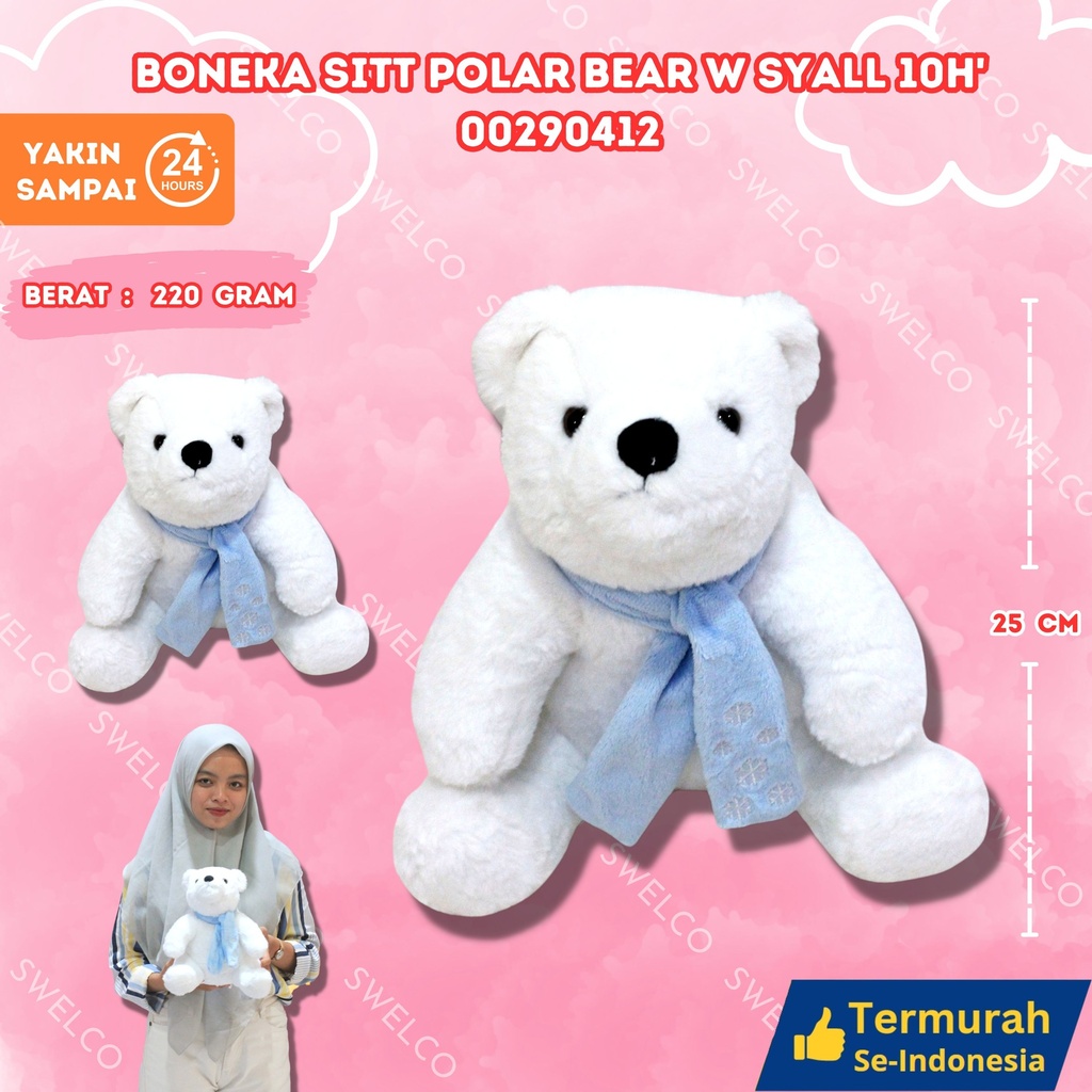 [00290412] BONEKA SITT POLAR BEAR W SYALL 10H' (P.380807M)