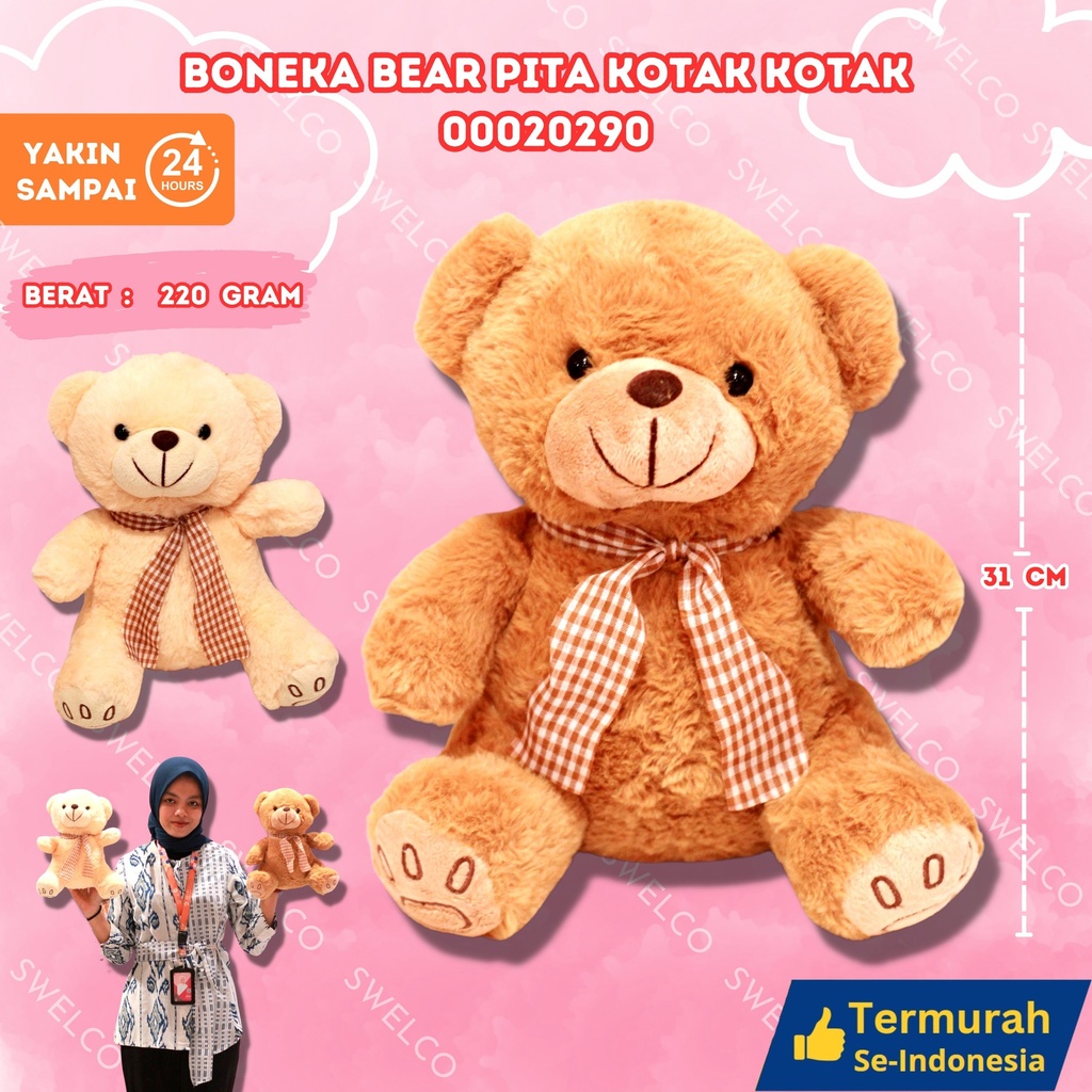 BONEKA BEAR PITA KOTAK SEDANG KOTAK-KOTAK