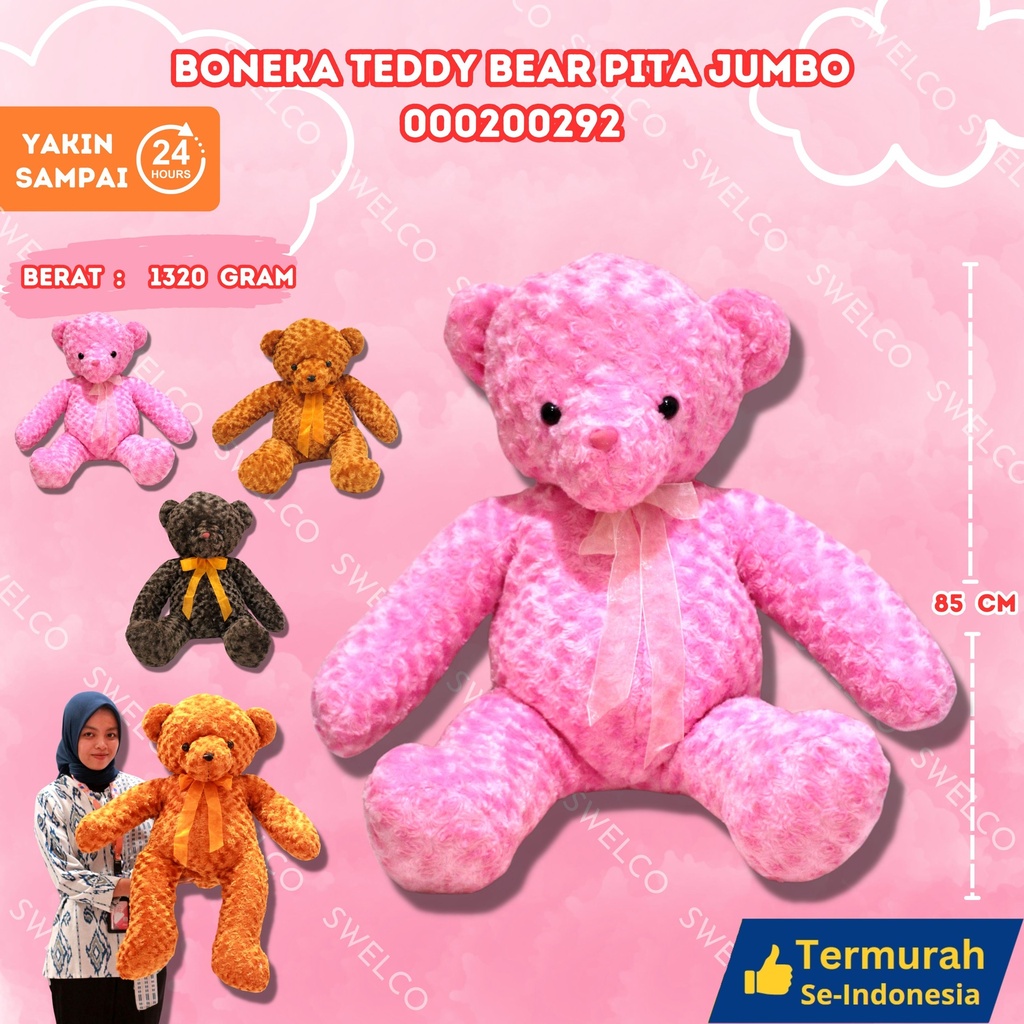 [000200292] BONEKA TEDDY BEAR PITA JUMBO BERBULU BESAR