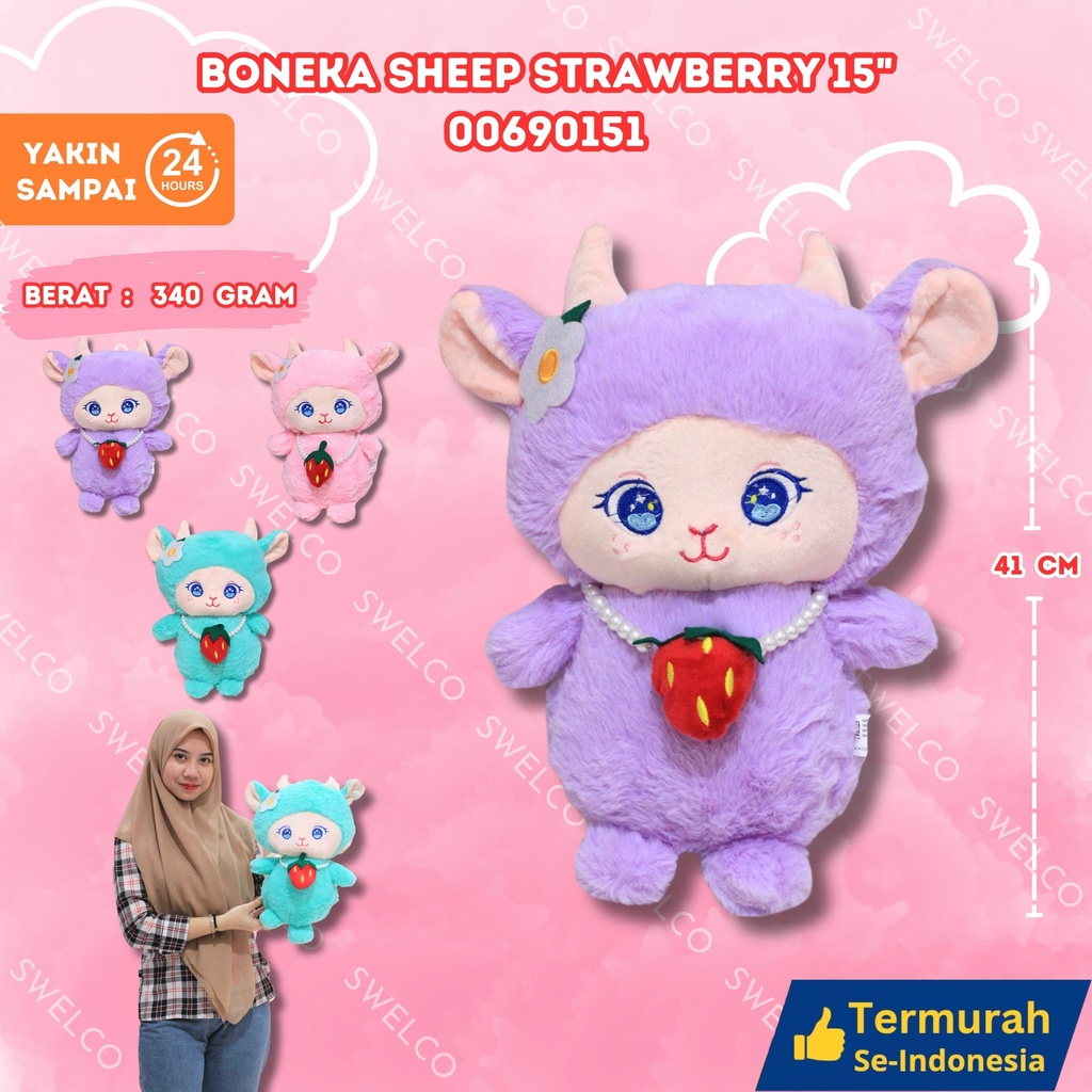 BONEKA SHEEP STRAWBERRY 15" SEDANG BUAH