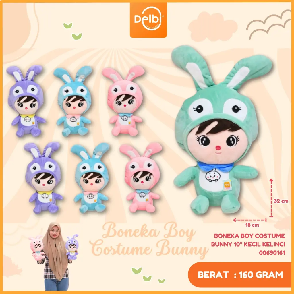 BONEKA BOY COSTUME BUNNY 10" KECIL KELINCI