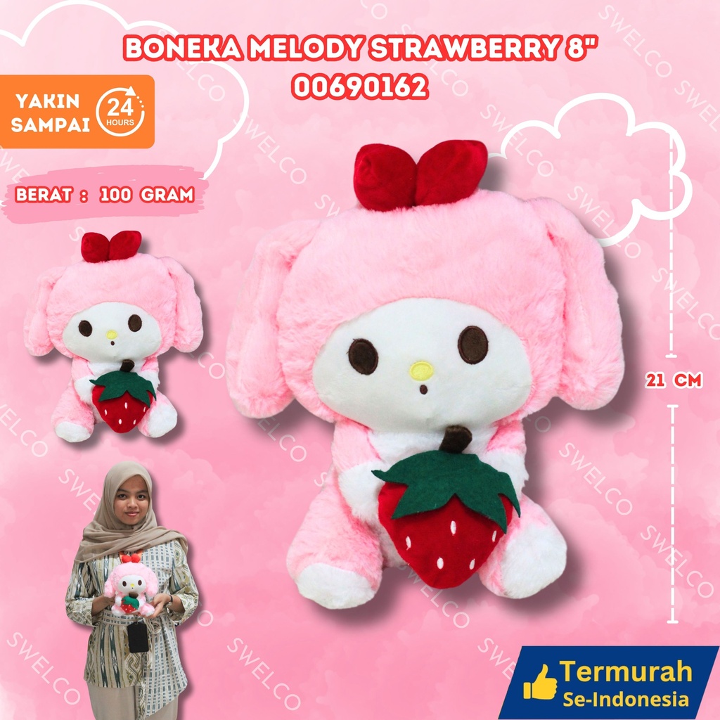BONEKA MELODY STRAWBERRY 8" KECIL SANRIO