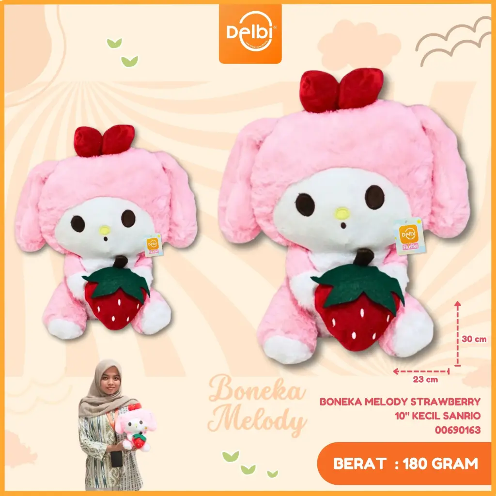 BONEKA MELODY STRAWBERRY 10" KECIL SANRIO