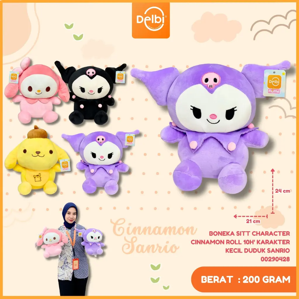 BONEKA SITT CHARACTER CINNAMON ROLL 10H' KARAKTER KECIL DUDUK SANRIO