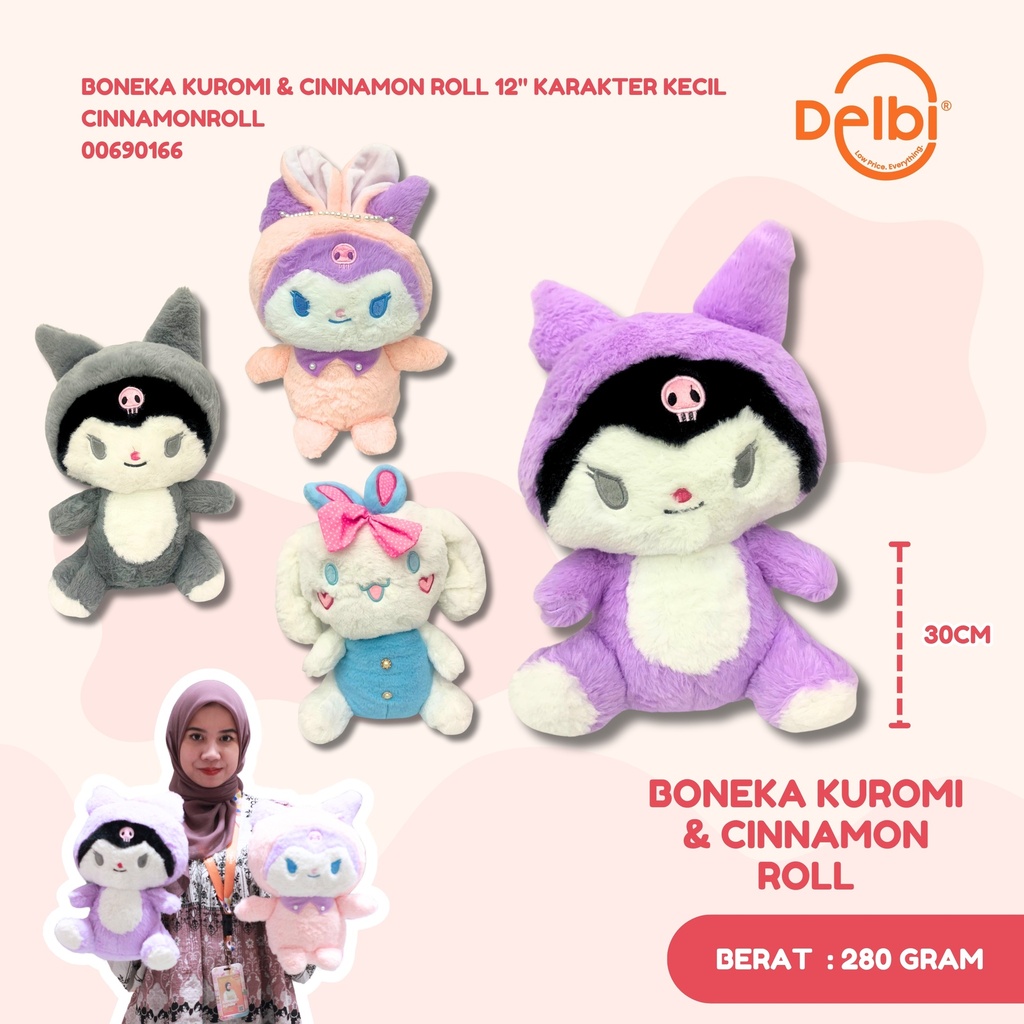 [00690166] BONEKA KUROMI & CINNAMON ROLL 12" KARAKTER KECIL CINNAMONROLL