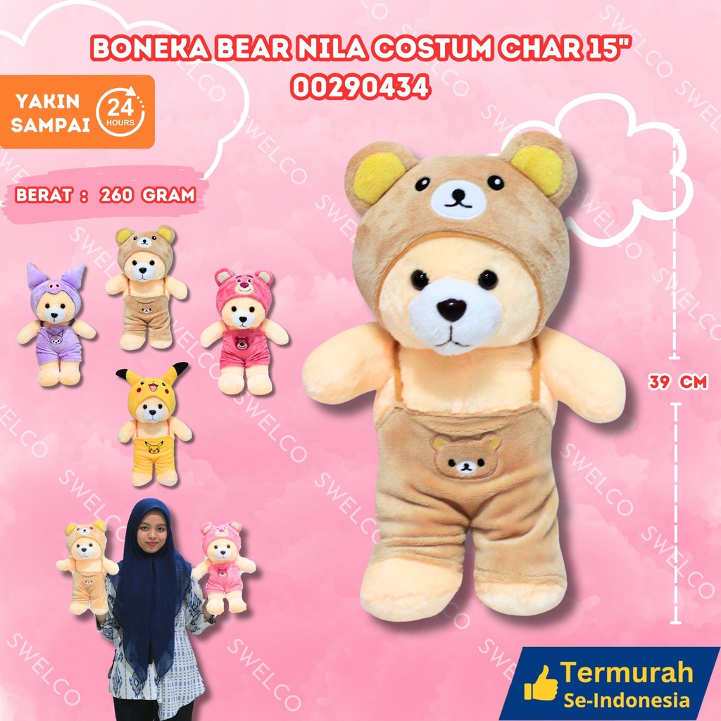 BONEKA BEAR NILA COSTUM CHAR 15" BAJU