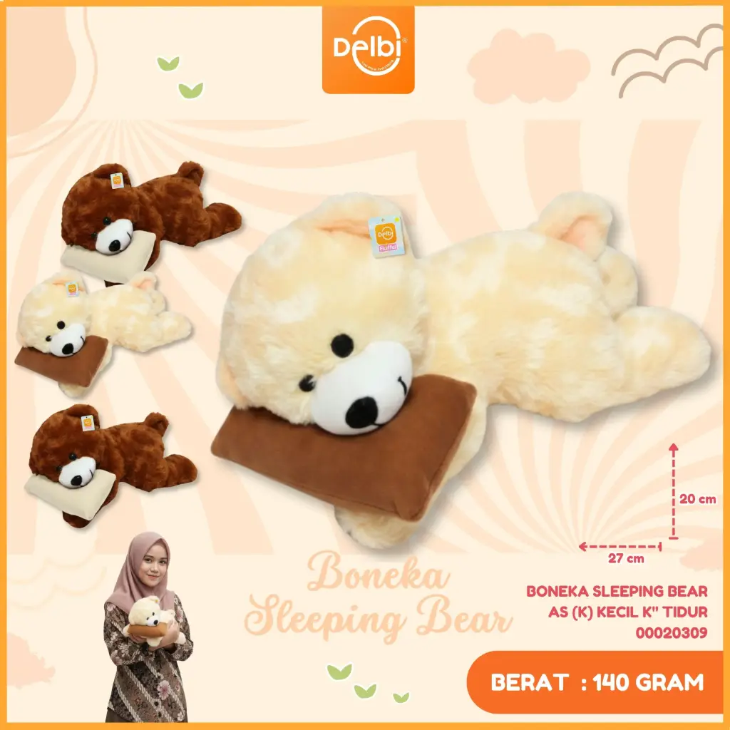 [00020309] BONEKA SLEEPING BEAR AS (K) KECIL K" TIDUR