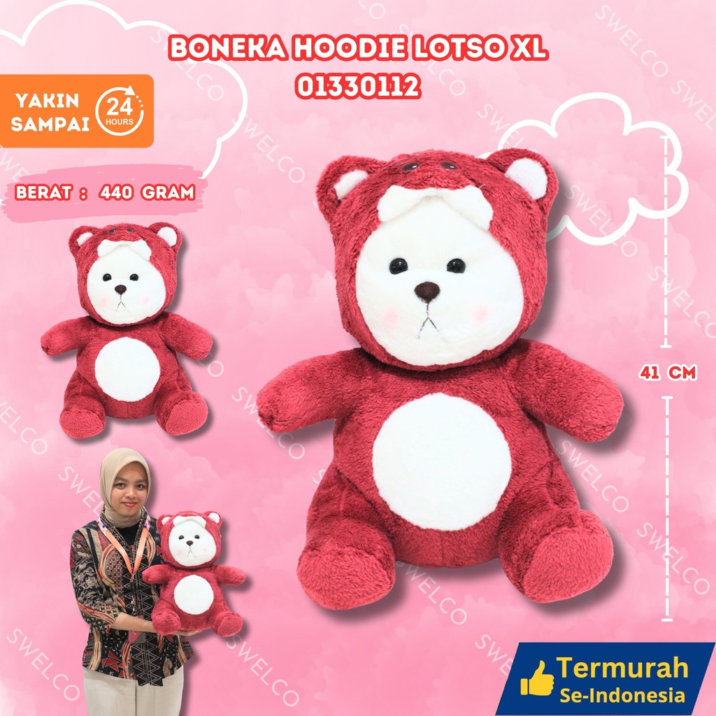 BONEKA HOODIE LOTSO XL KARAKTER BEAR TOPI