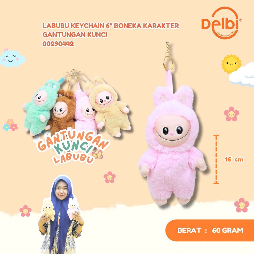LABUBU KEYCHAIN 6" BONEKA KARAKTER GANTUNGAN KUNCI