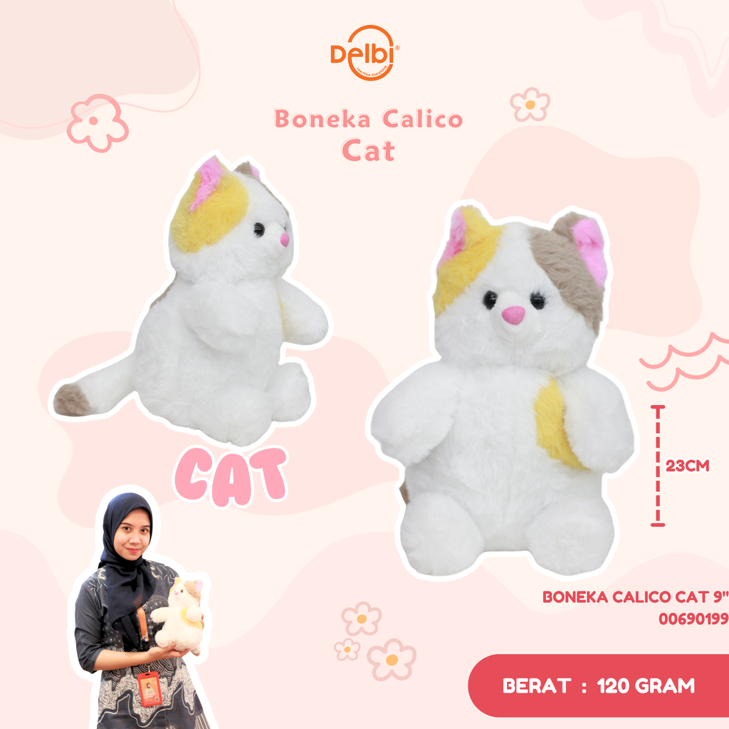 [00690199] BONEKA CALICO CAT 9"