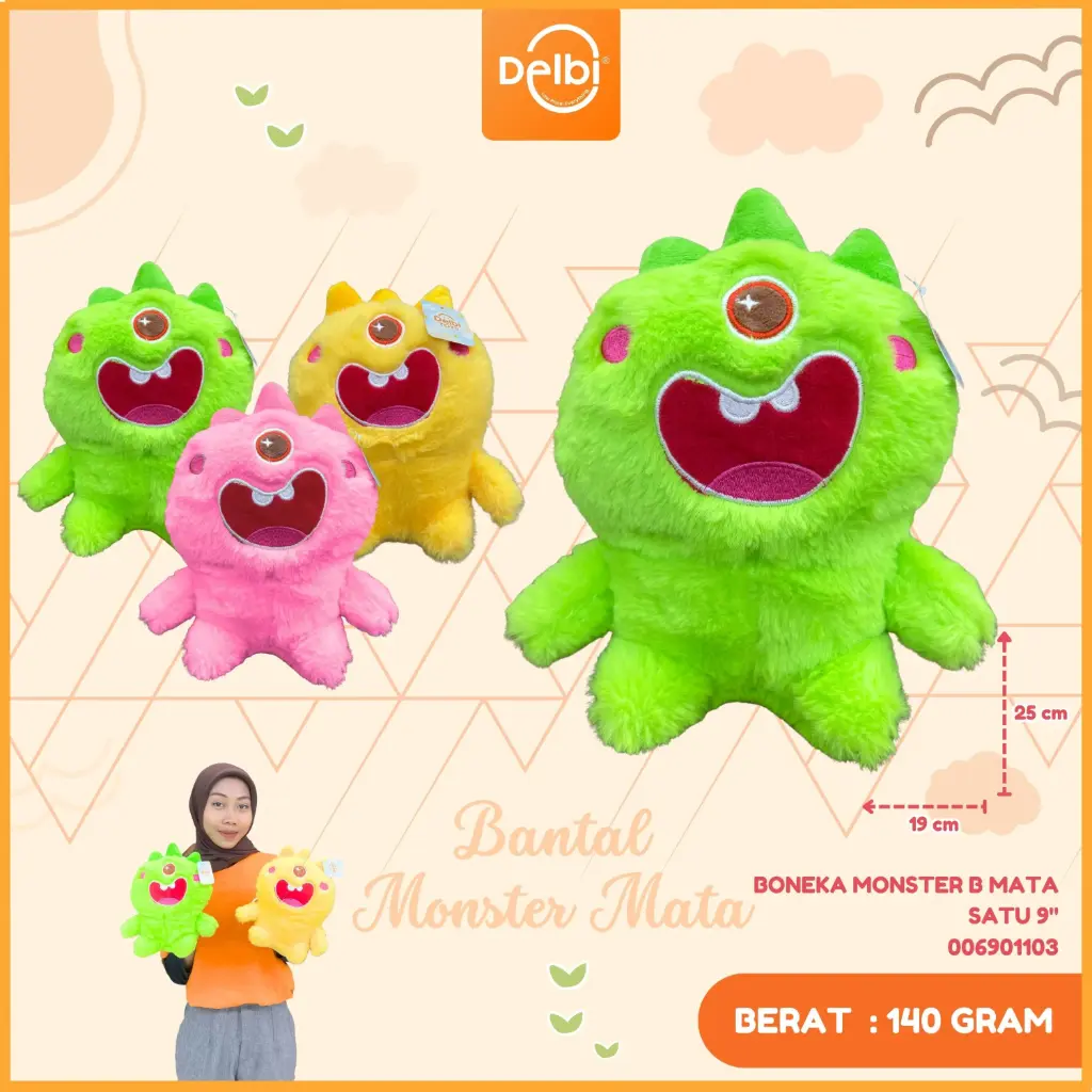 [006901103] BONEKA MONSTER B MATA SATU 9"