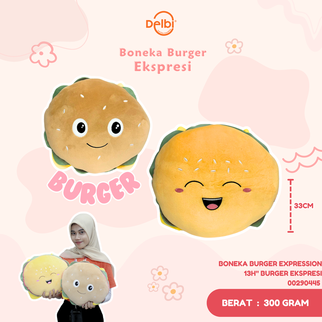 [00290445] BONEKA BANTAL BURGER EXPRESSION 13H" BURGER EKSPRESI 