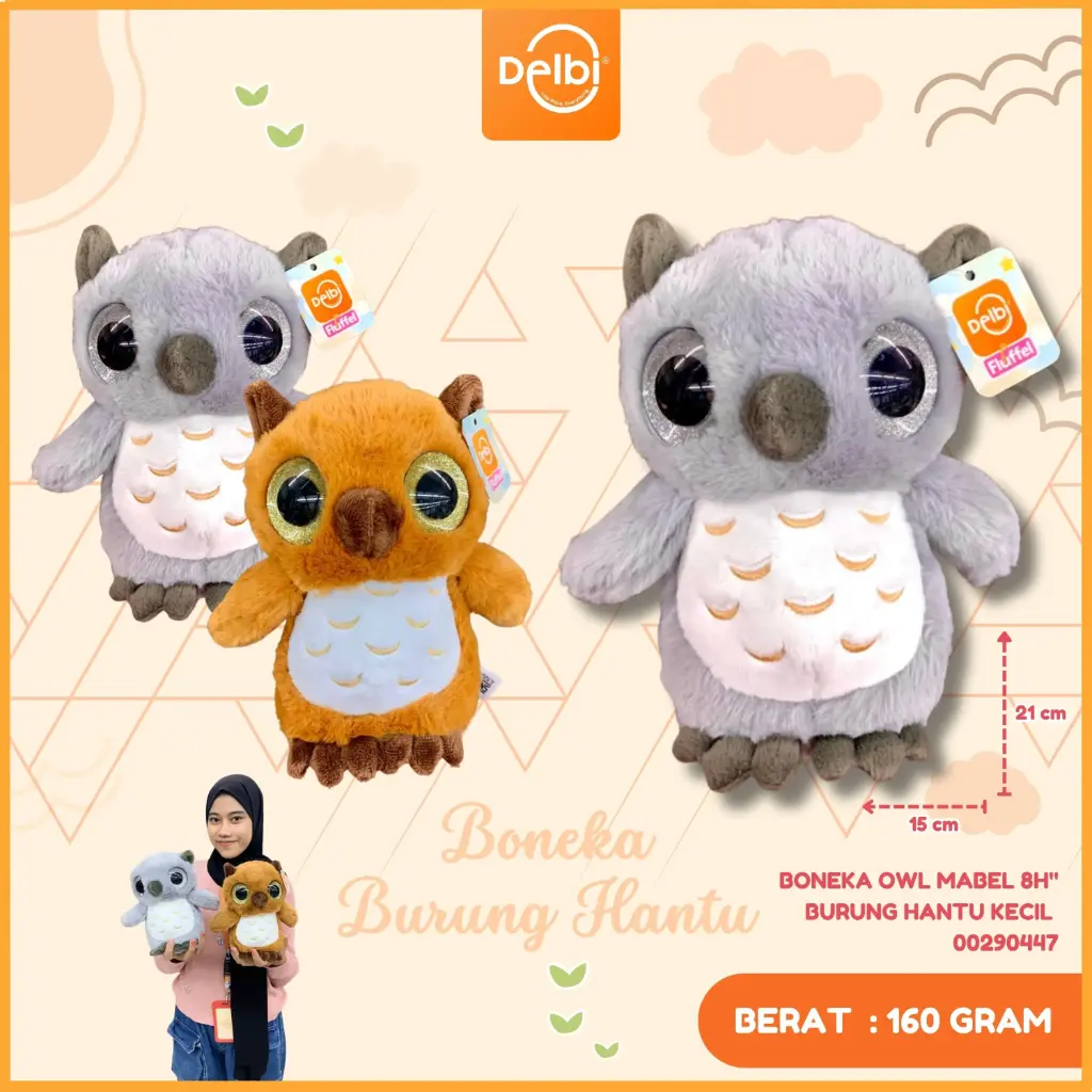 [00290447] BONEKA OWL MABEL 8H" BURUNG HANTU KECIL 