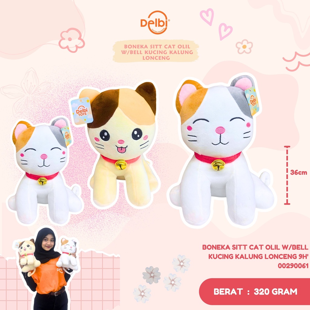 BONEKA SITT CAT OLIL W/BELL KUCING KALUNG LONCENG 9H'