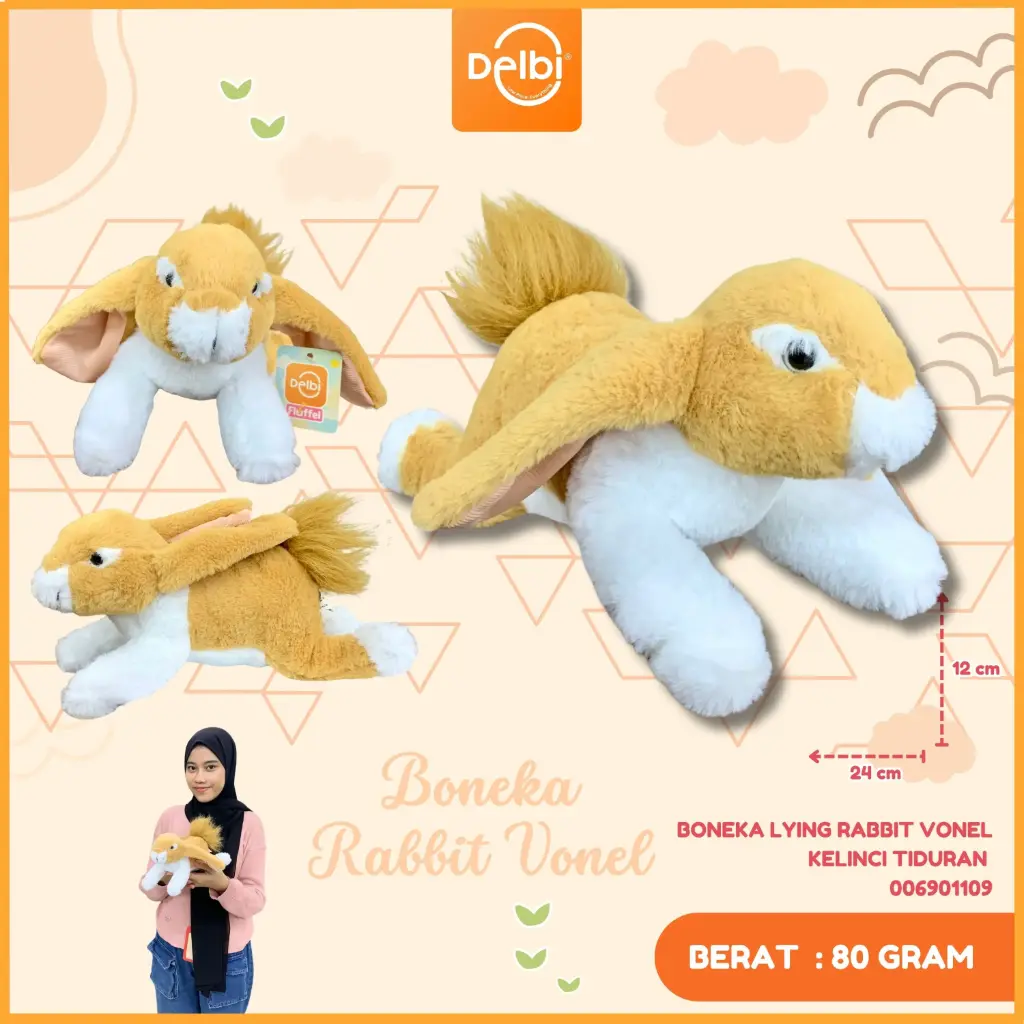 BONEKA LYING RABBIT VONEL KELINCI TIDURAN 