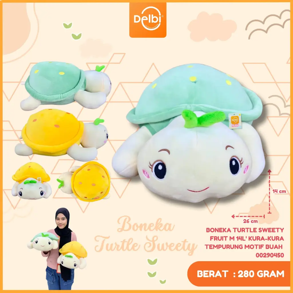 [00290450] BONEKA TURTLE SWEETY FRUIT M 14L' KURA-KURA TEMPURUNG MOTIF BUAH 