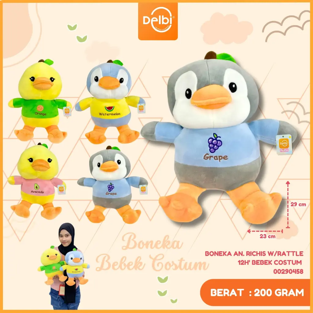 [00290458] BONEKA AN. RICHIS W/RATTLE 12H' BEBEK COSTUM 